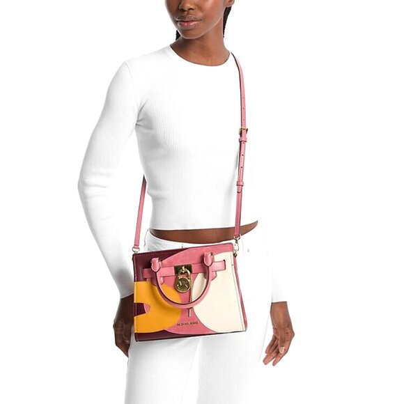 New Michael Kors Hamilton Small Two-Tone Satchel Light Berry Sorbet - Picture 3 of 3